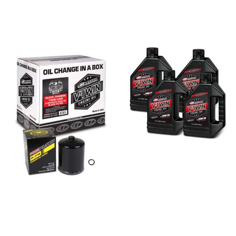 Maxima 90-119014PB V-Twin Quick Change Kit Synthetic w/ Black Filter Twin Cam