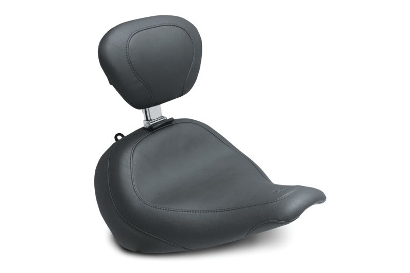 Mustang 79772 Harley Fat Boy Wide Tripper Solo Seat w/Driver Backrest - Black