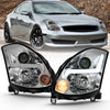 ANZO 121557 2007 fits Infiniti 03-20 G35 Projector Headlight Plank Style Black (HID Compatible, No HID Kit )