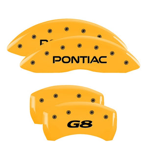 MGP 18011SPG8YL 4 Caliper Covers Engraved Front fits Pontiac Rear G8 Yellow Fini