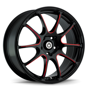 Konig IL8851445R Illusion 18x8 5x114.3 ET45 Black/Ball Cut Red