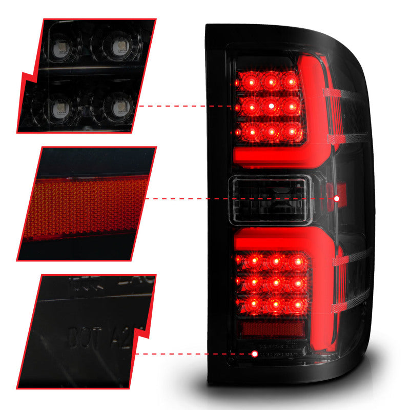 ANZO 311451 fits Chevrolet 15-19 Silverado 2500 HD/3500 HD LED Taillight w/ Sequential Black Housing/Smoke Lens