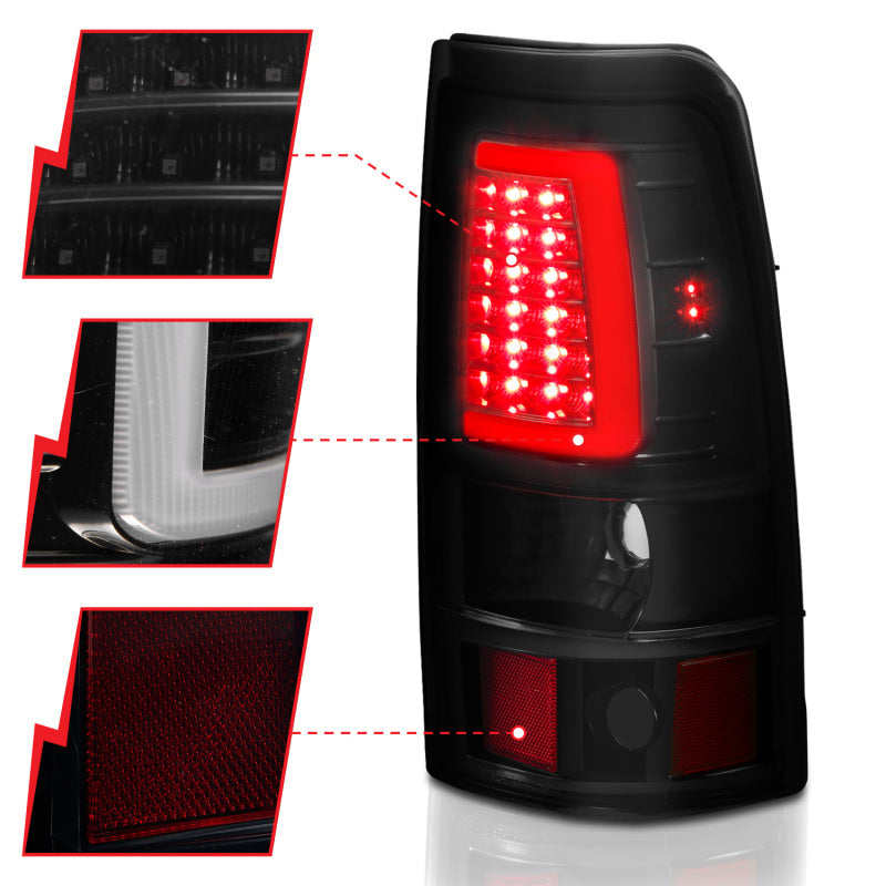 ANZO 311334 2006 fits Chevy 03-20 Silverado 1500 LED Taillights Plank Style Black w/Smoke Lens