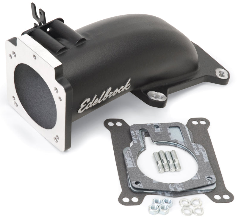 Edelbrock 38473 Ultra Low Profile Intake Elbow 90mm Throttle Body to Square-Bore Flange Black Finish
