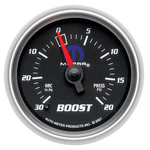 AutoMeter 880012 Autometer fits Mopar 52.4mm 30 Hg/20 PSI Vacuum/Boost Gauge