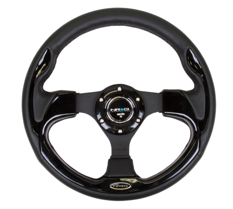 NRG RST-001BK Reinforced Steering Wheel (320mm) Blk w/Gloss Black Trim