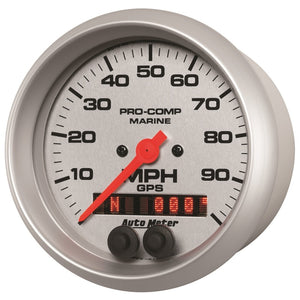 AutoMeter 200636-33 Autometer Marine Silver 3-3/8in 100MPH GPS Speedometer Gauge