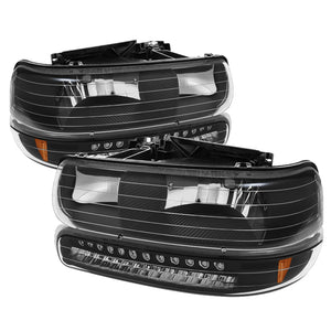 5069467 Xtune fits Chevy 00-06 TahOE Headlights w/ LED Bumper Lights Amber Bla