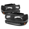5069467 Xtune fits Chevy 00-06 TahOE Headlights w/ LED Bumper Lights Amber Bla