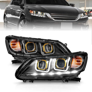 ANZO 121492 2013-2015 fits Honda Accord (4dr ONLY) Projector Headlights w/ U-Bar Black