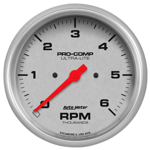 AutoMeter 4476 AutoMeter Ultra-Lite 5in. 0-6K RPM In-Dash Tachometer Gauge