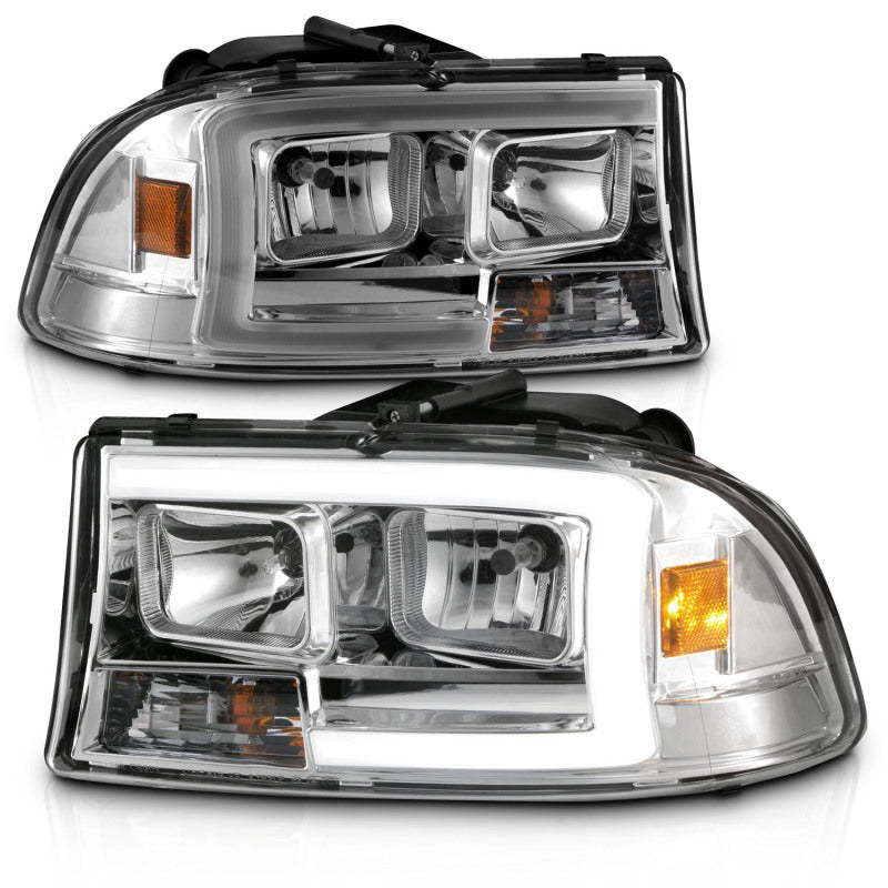 ANZO 111592 fits Dodge 97-04 Dakota/Durango Crystal headlight Set w/ Light Bar Chrome Housing