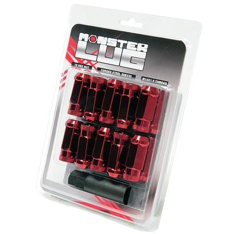 Wheel Mate 33002R Monster Locking Lug Nut Set of 4 - Red 14x1.50