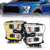 ANZO 111548 fits Ford 15-17 F-150 LED Projector Headlights - w/ Light Bar Switchback Chrome Housing