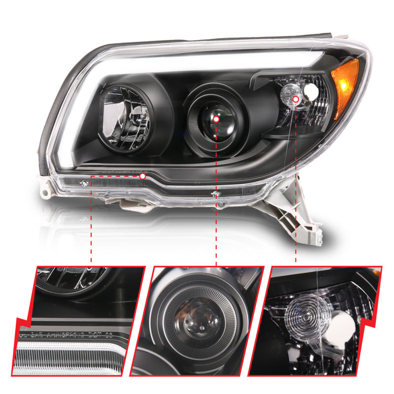 ANZO 111616 fits Toyota 06-09 4 Runner Projector Headlights Plank Style - Black