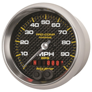 AutoMeter 200636-40 Autometer Marine Carbon Fiber 3-3/8in 100MPH GPS Speedometer Gauge