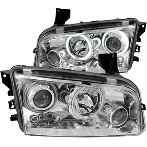 ANZO 121217 2006-2010 Dodge Charger Projector Headlights w/ Halo Chrome (CCFL)