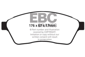 EBC DP21859 10-11 fits Cadillac SRX 2.8 Turbo Greenstuff Front Brake Pads