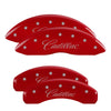 MGP 35028SCADRD 4 Caliper Covers Engraved Front & Rear Cursive/fits Cadillac Red