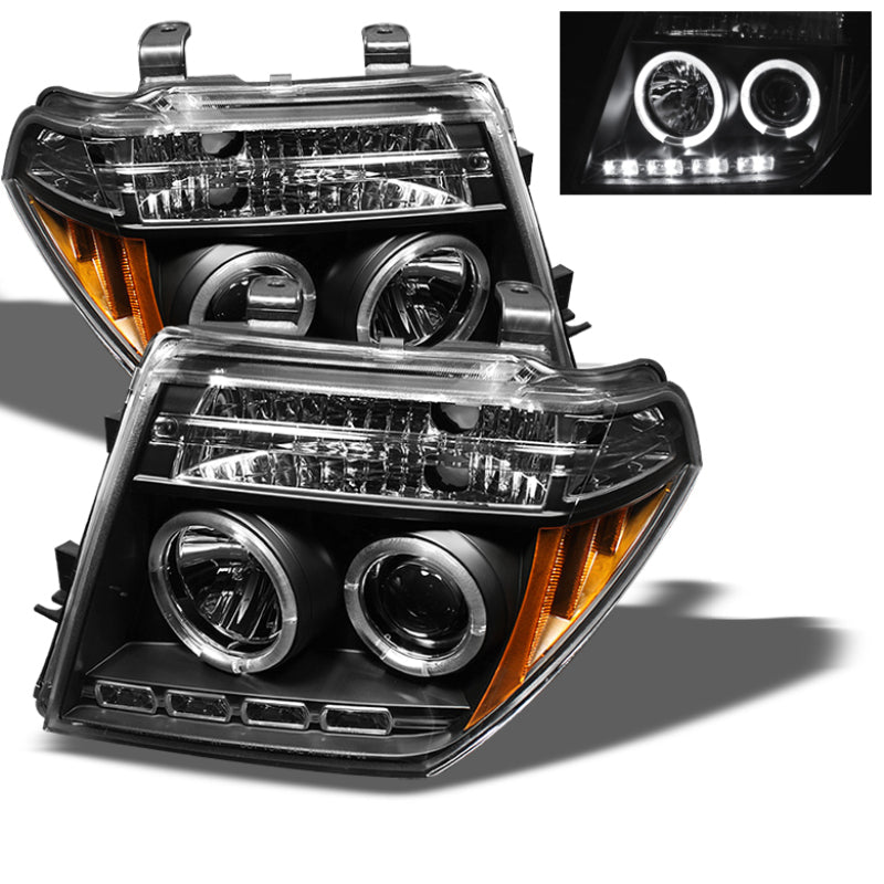 Spyder 5011527 fits Nissan 05-08 Frontier Projector Headlights LED Halo LED Blk