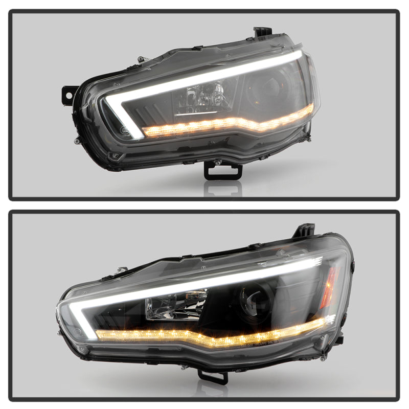 Spyder 08-17 Mitsubishi Lancer EVO 10 Projector Headlights - Black (PRO-YD-ML08V2HIDSI-SEQ-BK)