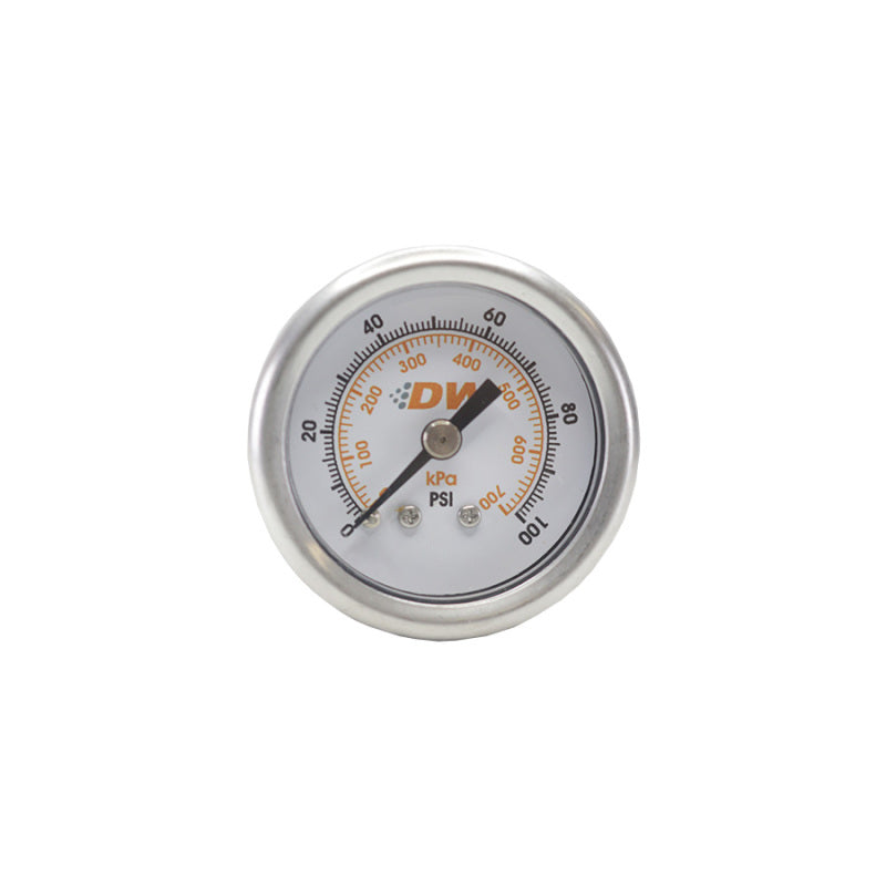 DeatschWerks 6-01-GL 0-100 PSI 1/8in NPT Mechanical Fuel Pressure Gauge 1.5in Diameter Black Housing