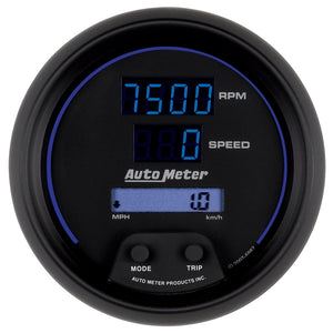 AutoMeter 6987 Autometer 85.7mm Black Digital 8000rpm/160mph or 260kmph Electric Tachometer/Speedometer Combo