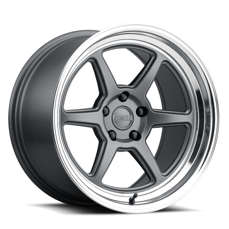 Kansei K14G-188512+35 K14G Roku 18x8.5in / 5x114.3 BP / 35mm Offset / 73.1mm Bore - Grey and Machined Lip