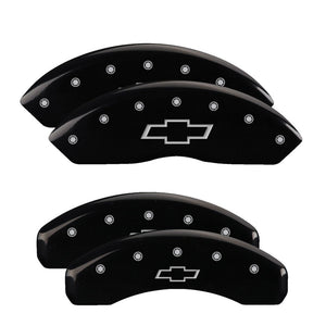 MGP 14240SBOWBK 4 Caliper Covers Engraved Front & Rear Bowtie Black finish silve