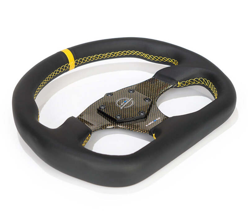 NRG RST-024CF RST-024CF/GD Carbon Fiber Flat Bottom Steering Wheel Yellow CF