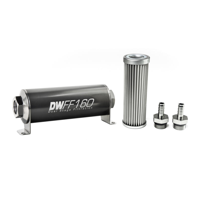 DeatschWerks 8-03-160-005K-38 Stainless Steel 3/8in 5 Micron Universal Inline Fuel Filter Housing Kit (160mm)