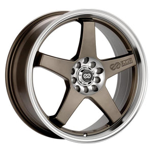 Enkei 446-770-0138ZP EV5 17x7 4x100/114.3 38mm Offset 72.6 Bore Diameter Matte Bronze w/ Machined Lip Wheel