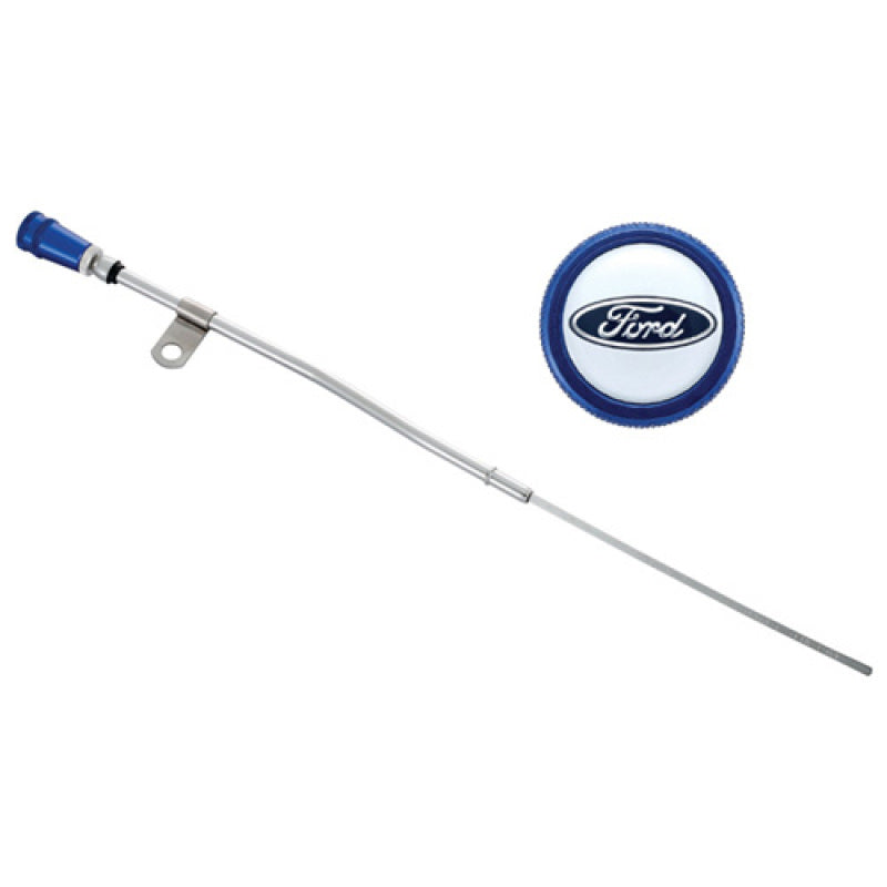 fits Ford 302-400 Racing Dipstick Kit - Anodized Aluminum Handle w/ Embossed fits Ford Logo