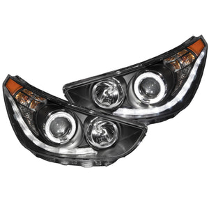 ANZO 121476 2012-2013 fits Hyundai Accent Projector Headlights w/ Halo Black (CCFL)