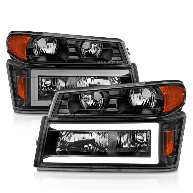 ANZO 111558 GM Colorado/Canyon/I-Series Crystal Headlights - w/ Light Bar Black Housing 4pcs