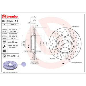 Brembo OE 09.C249.1X 2017 fits Hyundai Elantra/14-18 Kia Forte/14-24 Soul Drille