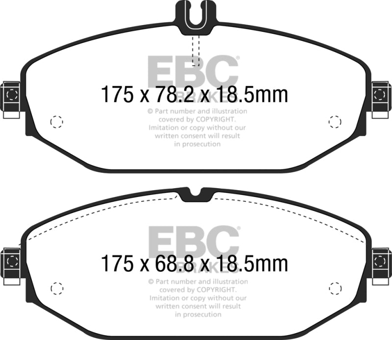 EBC DP22214 15+ fits Mercedes-Benz C300 (W205) 2.0 Turbo Greenstuff Front Brake Pads