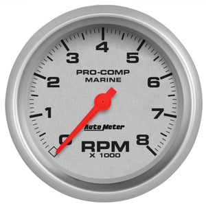AutoMeter 200779-33 Autometer Marine Silver 3-3/8in 8k RPM Tachometer