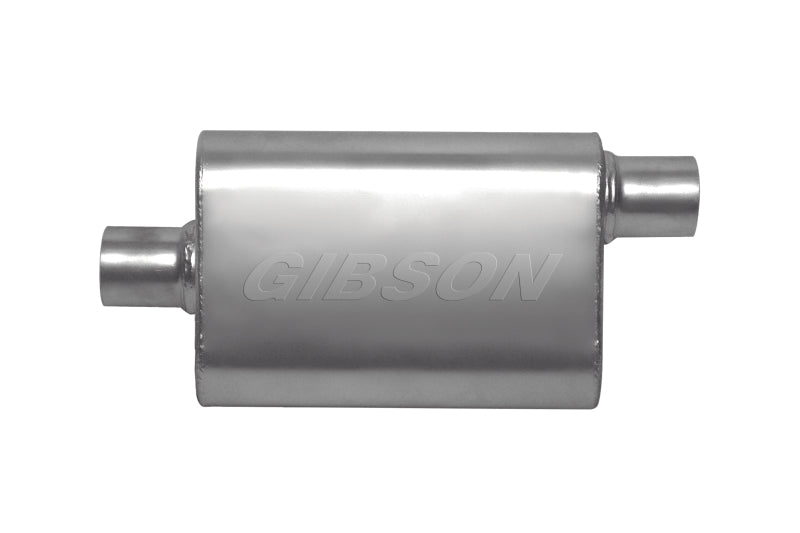 Gibson 55121S CFT Superflow Center/Offset Oval Muffler - 4x9x13in/2.25in Inlet/2.25in Outlet - Stainless