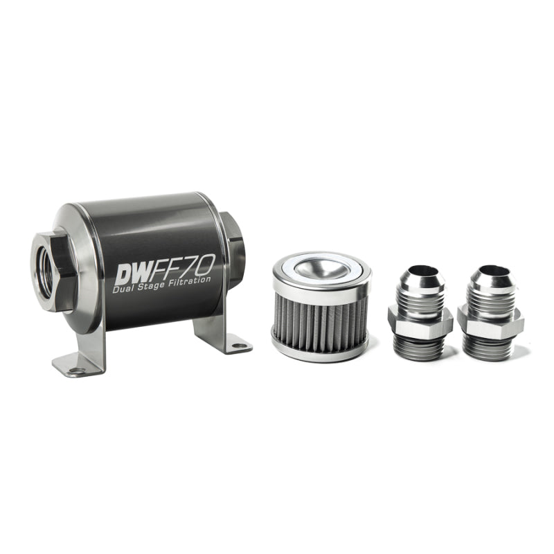 DeatschWerks 8-03-070-040K-10 Stainless Steel 10AN 40 Micron Universal Inline Fuel Filter Housing Kit (70mm)