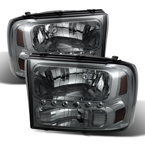 9026188 Xtune fits Ford 99-04 F250 F350 Super Duty 1Pc Headlights w/ LED Smoke