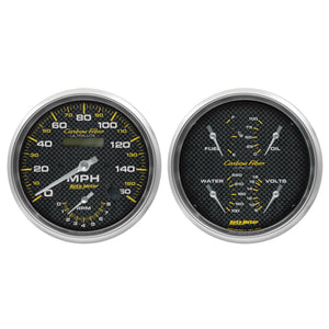 AutoMeter 4805 Autometer Carbon Fiber Gauge Kit 2pc Quad & Tach/Speedo 5in.