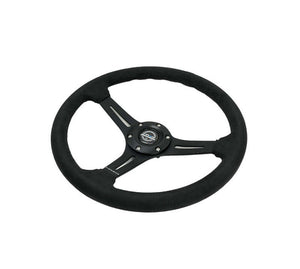 NRG RST-030S-BK RST-030S-BK Reinforced Suede Racing Steering Wheel 350mm /