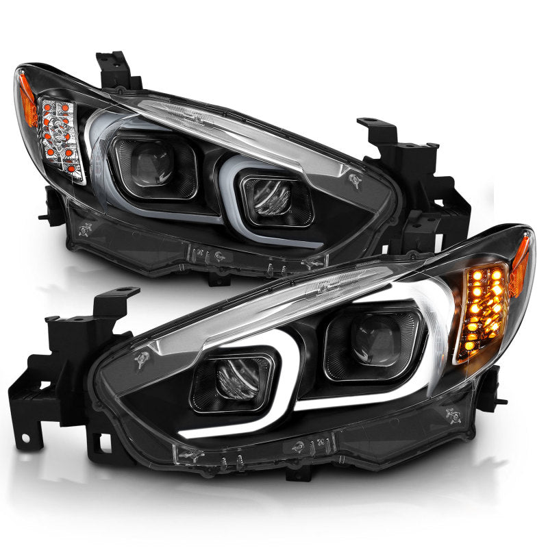 ANZO 121516 2015 fits Mazda 14-20 6 Projector Headlights w/ Plank Style Design Black