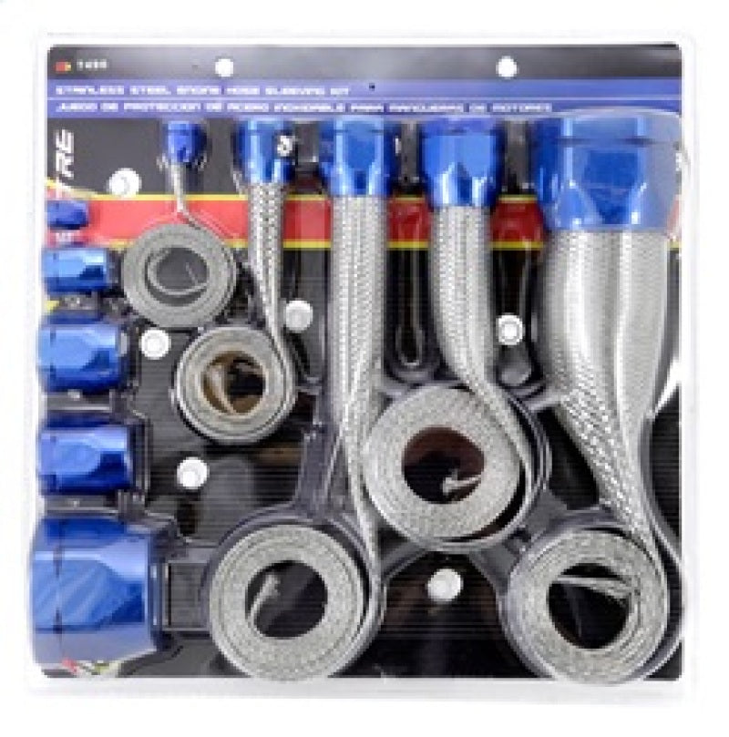 Spectre 7496 MagnaBraid 304SS Braided Sleeving Kit - Blue End Caps