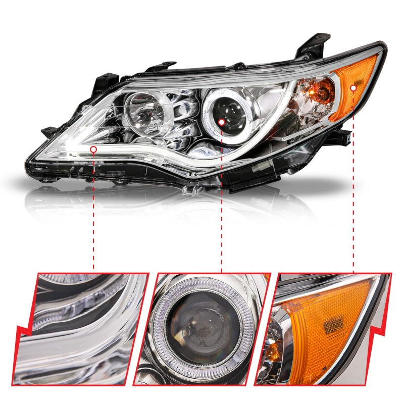 ANZO 121513 2013 fits Toyota 12-20 Camry Projector Headlights w/ Halo Chrome