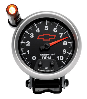 AutoMeter 3690-00406 Autometer fits GM Red Bowtie Black 3-3/4in 0-10000 RPM Pedestal Mount Tachometer Quick-Lite