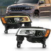 ANZO 111418 2018 fits Jeep 17-20 Grand Cherokee Projector Headlights w/ Plank Style Switchback - Black w/ Amber