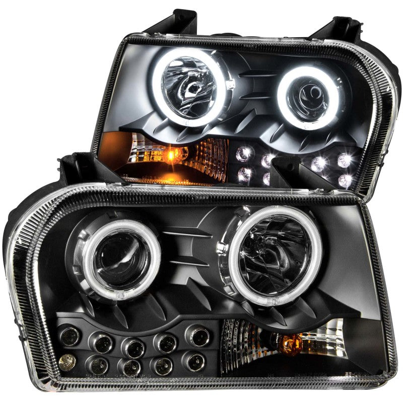 ANZO 121152 2010 fits Chrysler 05-20 300 Projector Headlights w/ Halo Black (Does Not Fit S Models)