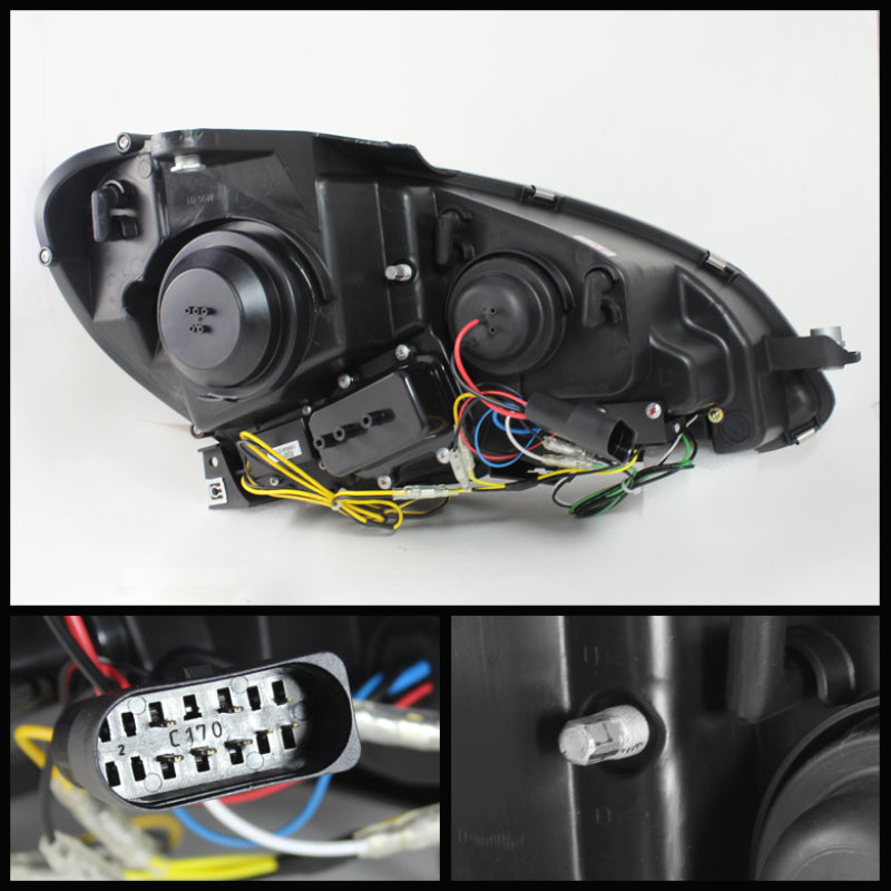 Spyder 5074249 fits Mercedes Benz W204 C-Class Projector Halogen Model- DRL Blk